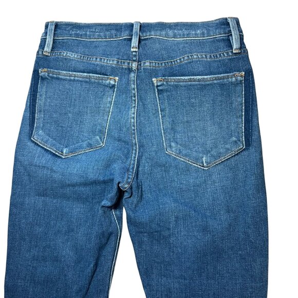 Frame Le High Straight Jeans Merriweather Wash Raw Hem Stretch Sz 27 - Picture 8 of 9
